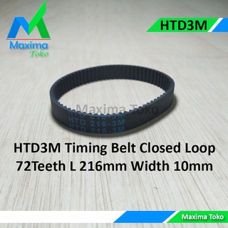 Htd3M dientes de la correa de sincronización 72 L 216 mm cierre lazo 10mm ancho 10mm HTD 3M 216mm Pitch 3mm