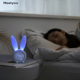 [meetyou] reloj despertador digital en forma de conejo con luz de sonido led reloj de pared de mesa