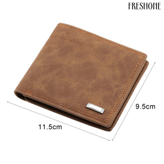 freshone - cartera de cuero sintético para hombre, diseño de múltiples ranuras, cartera corta, monedero para tarjetas de crédito (5)
