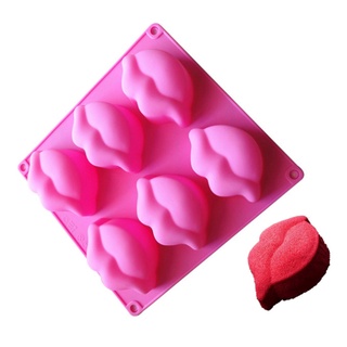 6 agujeros 3d boca labios en forma de silicona molde para hornear mousse pastel forma de jabón molde de silicona para jabón gelatina molde cubo de hielo estético (6)