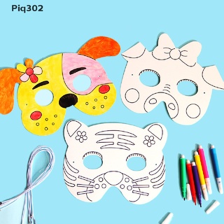 [piq302] 8 piezas para niños, DIY, Graffiti, pintura en blanco, máscara de animales, arte, manualidades, juguetes educativos MY
