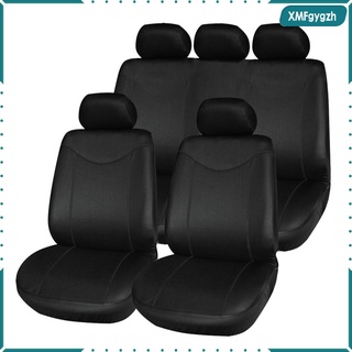juego completo universal de tela plana para asiento de coche (negro) (se adapta a la mayoría del coche, camión, suv o furgoneta) (1)