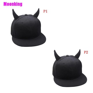 [Moonking] Hombres mujeres Snapback ajustable gorra de béisbol Hip Hop sombrero negro diablo cuernos gorra