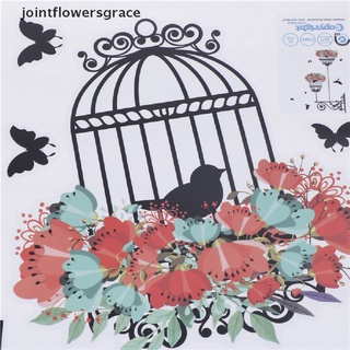 jgco colorido flor jaula de pájaros pegatina de pared calcomanías aves voladoras plantas adhesivas habitación papel pintado decoración gracia (5)