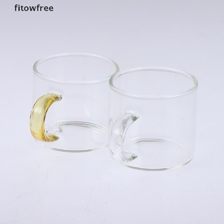 fitow - taza de té de vidrio borosilicato (80 ml, con mango, transparente, resistente al calor) (6)