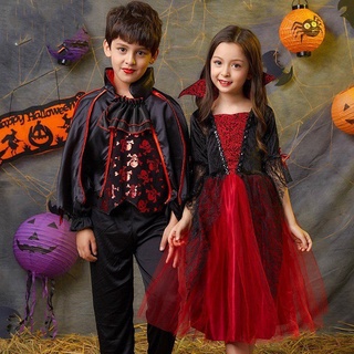 Disfraz de halloween para niños, vestido femenino, vestido de princesa para niñas, niños, muerte, terror, ropa de vampiro, disfraces de capa