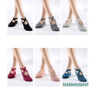 [Fashionstore1] calcetines de Yoga para mujer antideslizante vendaje transpirable Pilates Ballet danza calcetines (7)