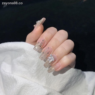 ❒Parche de manicura de celebridades netas diamante lleno de diamantes que estallan brillantes uñas de larga duración hechas a mano fototerapia personalizada hoja de uñas novia mujer embarazada