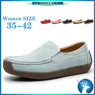 S×D Kasut Perempuan mujer moda cuero pisos zapatos de gamuza más tamaño: 35-42