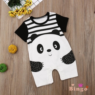 Mameluco de una sola pieza de Panda de dibujos animados para recién nacidos, manga corta, botón de entrepierna, pantalones cortos, body para verano
