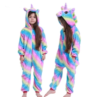 Dibujos animados animales niños pijamas azul arco iris unicornio ropa de dormir niñas niños pijamas Anime Cosplay disfraz