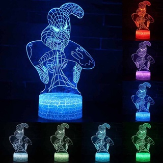 3D Spiderman LED Night Light 7 Colors Change Touch Switch Desktop Lamp Xmas Kids Gift Home Room Art Decors (1)