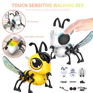 juguete de abeja de carga de inducción táctil puede caminar con sonido y luz montado juguete imag