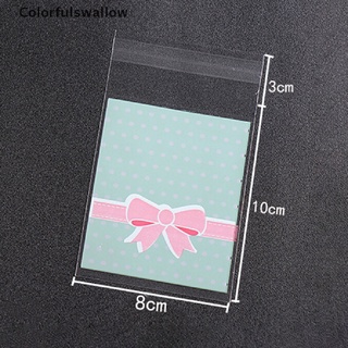 [colorfulswallow] Nuevo 100 unids/lote 8*10 cm Bowknot Cookie embalaje encaje caramelo autoadhesivo bolsas de plástico caliente