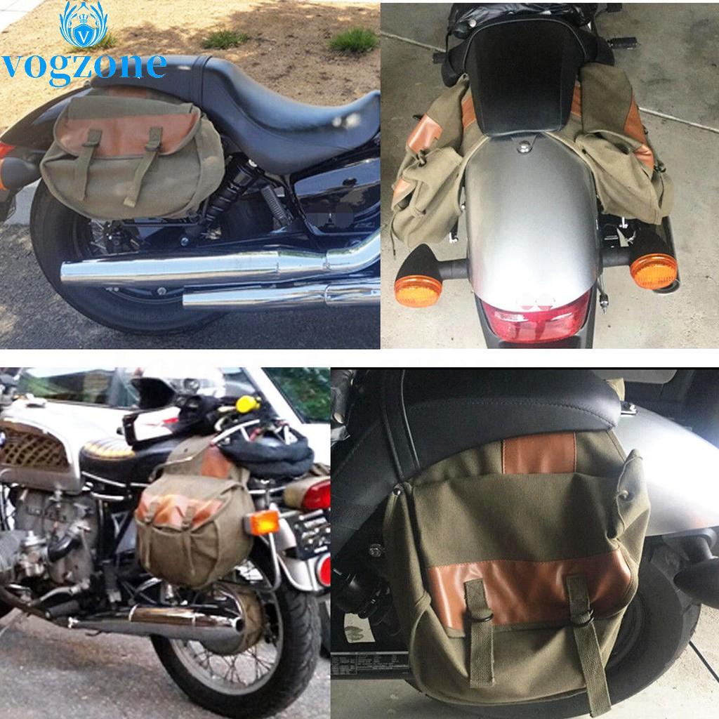 Bolsa de sillín de lona de motocicleta equino Back Pack para Haley Sportster Honda Suzuki
