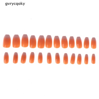 [gvrycqoky] 24 piezas de prensa degradada sobre uñas falsas cubierta completa arte de uñas uñas postizas pegamento