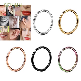 SCHAIN Fake Lip Ring Tragus Piercing Jewelry Nose Ring Cartilage Piercing Hoop Stainless Steel Hypoallergenic U-Shape Hoop Helix Ear Clip/Multicolor