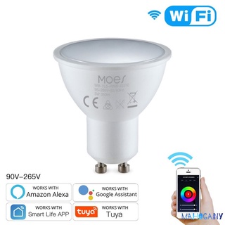 mahogany tuya WiFi Smart LED GU10 Bulbs RGBW C+W White 5W Dimmable Lamps Smart Life/Tuya Remote Control GU10 Bulbs Work with Alexa Google home mahogany