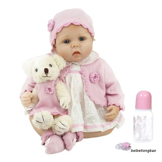 beibeitongbao 55 cm muñeca reborn realista de silicona suave vinilo recién nacido bebés juguete rizado niña princesa oso ropa chupete realista regalo hecho a mano