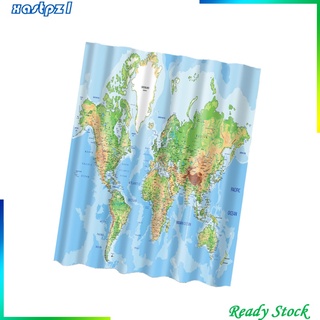Cortina de ducha de baño impermeable divisor de tela pura+ 12 ganchos mapa del mundo