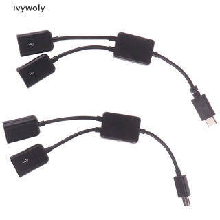 Ivywoly Micro usb/Tipo c A 2 otg dual Hembra Puerto hub cable y Divisor Adaptador CO