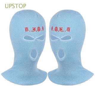 UPSTOP Embroidery Winter Autumn Hats balaclava Female Beanie Caps Knitted Beanies Cycling Warmer Bonnet Halloween protection High Quality Three hole hat
