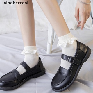 [xinghercool] calcetines lindos lolita volantes blanco volantes princesa calcetines mujer feliz calcetines calientes