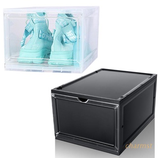 cha caja de almacenamiento de zapatos de plástico transparente apilable caso organizador zapatilla de deporte contenedor de arranque para hombres mujeres
