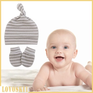 [LOVOSKI1] Gorras de algodón para bebé y manoplas recién nacidos