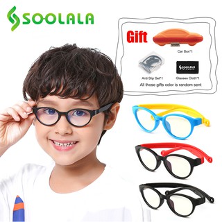 SOOLALA Round Spectacles Anti Blue Light Glasses Kids Silicone Optical Frame Boys Girls Computer Blue Light Blocking Eyeglasses