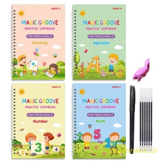 maonn 4Pcs Magic Practice Copybook Niños Caligrafía Escritura A Mano Copybooks Set Carta Práctica Libro De Trabajo