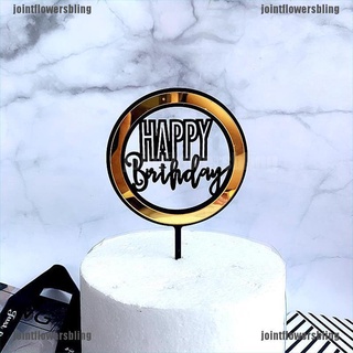 joco cumpleaños acrílico decoración de tartas oro círculo doble capa cupcake topper decoración de tarta 210824