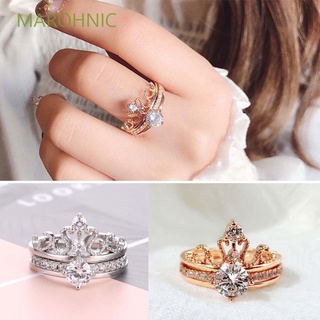marohnic anillos de apertura ajustables regalos de moda anillos de dedo conjunto de mujeres corona de compromiso boda creativo circonita joyería/multicolor