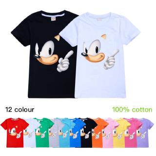 100% algodón Spot 2020 nuevo de dibujos animados Sonic the Hedgehog impresión niño/niñas camiseta bebé niños ropa camisetas ropa de niños ropa de niños