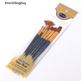 [tinchilingtoy] 7 piezas de nylon artista mango de madera pinceles de pintura acrílica pintura al óleo suministros [caliente]