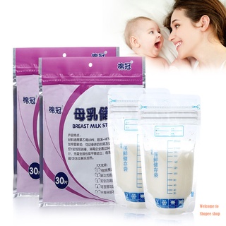 30 piezas 250 ml bebé leche materna alimentos congelados bolsas de almacenamiento seguro de alimentación sello bolsa