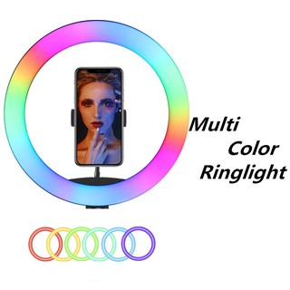 Ringlight RGB LED anillo de luz con soporte Tiktok Lampu multicolor colorido anillo de luz regulable Selfie anillo de la lámpara para YouTube Tiktok Live Stream maquillaje