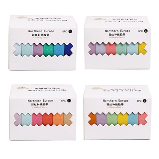 Stat juego de 6 piezas/caja de papel de Color sólido Washi Tape Set de Scrapbook adhesivo adhesivo decorativo