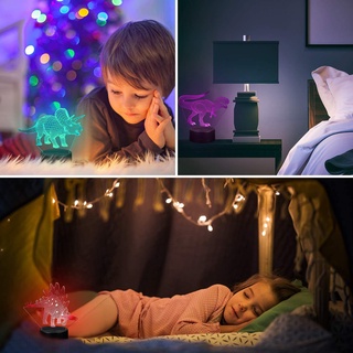 fábrica dinosaurio mundo 3d niños pequeña lámpara de noche plug-in colorido cambio de color dormitorio lámpara de noche acrílico bsci