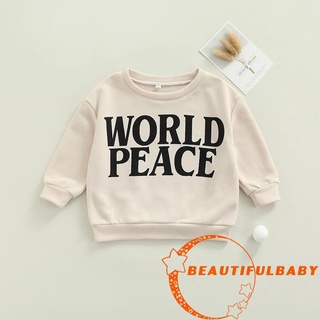 B : Suéter Infantil Con Estampado De Letras , Cuello Redondo De Manga Larga , Suelto Y Cálido