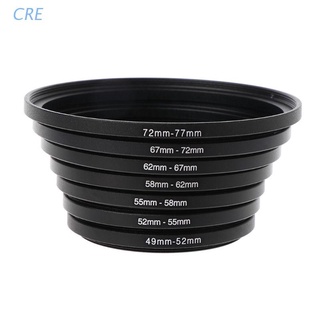 Cre 7 unids/Set 49MM-77MM Universal negro Metal aleación de aluminio anillo de paso común lente de cámara adaptador de filtro conjunto de accesorios