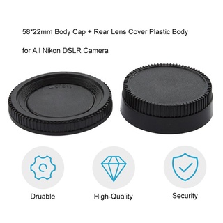 【starbeautyys7j】58*22mm Body Cap + Rear Lens Cover Plastic Body for All Nikon DSLR Camera