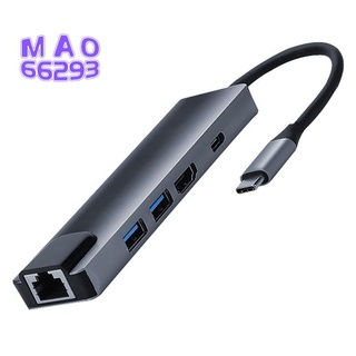Type C HUB 5-In-1 USB3.0 Docking Station HDMI-Compatible+RJ45+USB3.0+PD USB Hub for MacBook Pro/Air Huawei Matebook 13