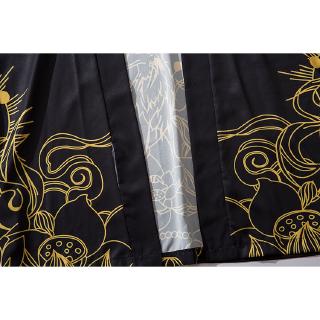 Harajuku Trend Beach Cardigans Ins negro Kimono Blazer blusa para mujeres hombres sueltos de gran tamaño ropa (6)