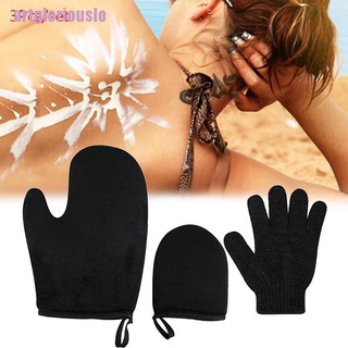 [slo] 3 guantes de limpieza corporal reutilizables para el cuerpo, aplicador de bronceado, crema