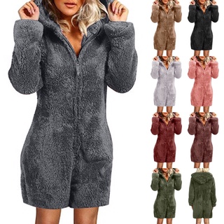 Pijamas de Manga larga para mujer con capucha Casual invierno cálido Rompe Pijama Wnpdwvc.Br