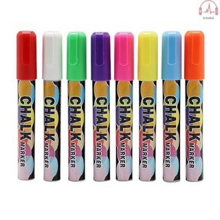 Cs 8 colores de tiza líquida marcador de borrado en seco marcador de tiza resaltador de 6 mm punta Reversible para pizarra negra ventanas vidrio