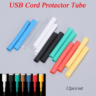 PEONY 12 Unids/set Protector De Tubo Termorretráctil Colorido Cable USB Universal Enrollador De Manga Herramientas De Reparación Organizador De Alambre (9)