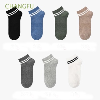CHANGFU Trendy Men Cotton Socks Breathable Sports Short Socks Korean Boat socks For Male Bike Bicycle Stripe Running Solid Color Anti Friction Hosiery/Multicolor