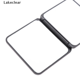 [Lago] monedero portátil de doble cara plegable compacto cuadrado para mujeres espejo de maquillaje. (4)